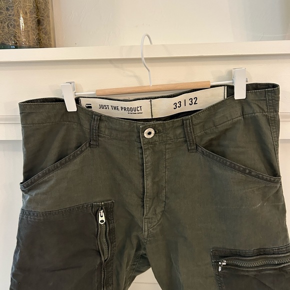 G-Star Olive Green Cargo Jogger Pants with Zip Pockets - Picture 3 of 6